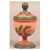 Covered Lehnware Footed Saffron Cup.