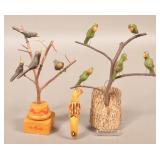 2 Strawser Carved and Painted Wood Folk Art Bird T