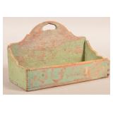 Antique Blue Painted Softwood Wall Box.