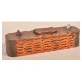Antique Painted Wood Puzzle Pencil Box.