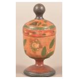 Lehnware Turned and Painted Covered Saffron Cup.