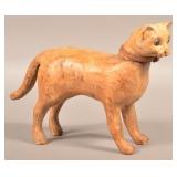 Carved Wood Folk Art Figure of a Cat.