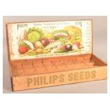Color Litho Philips Advertising Wood Seed Box.