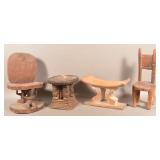 4 Antique/Vintage African Wood Tribal Stools/Chair
