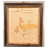 19th Century Watercolor and Ink Drawing of a Bird.