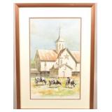 Ralph Lindsay Star Barn Watercolor on Paper Painti