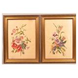 Pair of Antique Embroidered Silk Panels.