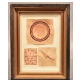 Three Small Early 19th Century Framed Fraktur Plat