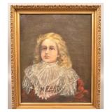19th Century Oil on Canvas Portrait of a Girl.
