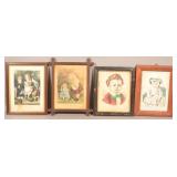 Four Currier & Ives/N. Currier Color Lithographs.