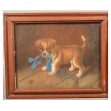 Antique Patel on Paper Puppy with Scissors.