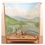 Earl Poole Large Diorama Asian Rice Paddy Field.
