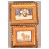 Pair of Thumb Box Oil on Wood Panel Paintings.