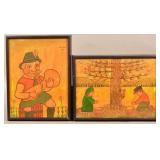 Jack Savitsky Pair of Oil on Board Folk Art Painti
