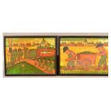 Jack Savitsky Pair of Oil Folk Art Coal Mining Pai