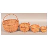 Four Various Antique/Vintage  Woven Splint Baskets
