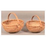 Two Antique/Vintage Woven Oak Splint Field Baskets