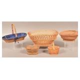 Five Antique/Vintage Woven Sewing Baskets.