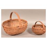 Two Antique Woven Oak Splint Baskets.