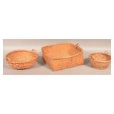 Three Antique Woven Oak Splint Baskets.