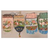 Four Victorian Beaded Draw-String Bags.
