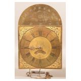 Joseph Morton Incised Brass Clock Dial with Works.