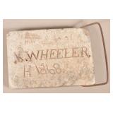 Soapstone Footwarmer Incised "K. Wheeler 1868".