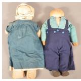 Two Vintage Amish Cloth Dolls in Traditional Dress