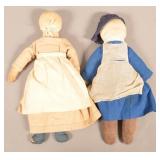 Two Vintage Amish Cloth Dolls in Traditional Dress