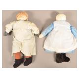 Two Vintage Amish Cloth Dolls in Traditional Dress