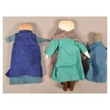 Three Vintage Amish Cloth Dolls in Traditional Dre