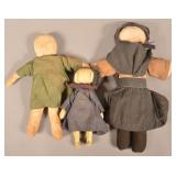 Three Vintage Amish Cloth Dolls in Traditional Dre