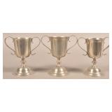 Three Rare American Pewter Double Handled Chalices