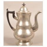 Boardman Double Bulbous Form Pewter Coffeepot.