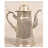 Israel Trask Pewter Lighthouse Form Coffeepot.