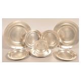 Nine Unsigned American 19th Century Pewter Plates.