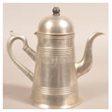 Israel Trask Pewter Lighthouse Form Coffeepot.