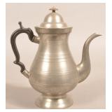 Samuel Simpson Pewter Bulbous Form Coffeepot.