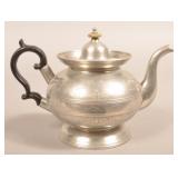 Boardman & Co. Pewter Squat-form Footed Teapot.