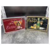 2 Electric Light-Up Champagne Advertising Signs