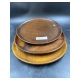 3 Robert Treat Hogg Hand turned Wooden Trays