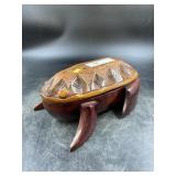 Wooden Carved Covered Frog