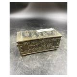 Vintage Metal Decorated Treasure Chest Box