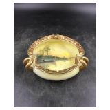 Early Nippon Enameled Hunting Scene Nut Dish/ Bowl