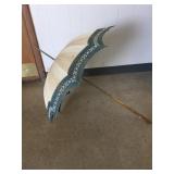 Vintage Wooden and Cloth Parasol