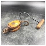 Vintage Wooden Pulley & Hay Hook