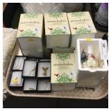 8 Dept. 56 Snow Babies & 8 Necklaces