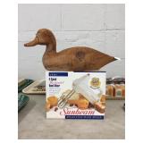 Vintage Sunbeam Hand Mixer & Wooden Decoy