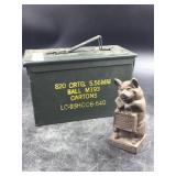 Vintage Ammo Box & Wise Pig Still Bank