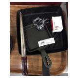 2 Modern Cast Iron Skillets & Ring Sizer
